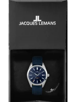 Jacques Lemans Herrenuhren-Derby Blau Leder 1-1859C
