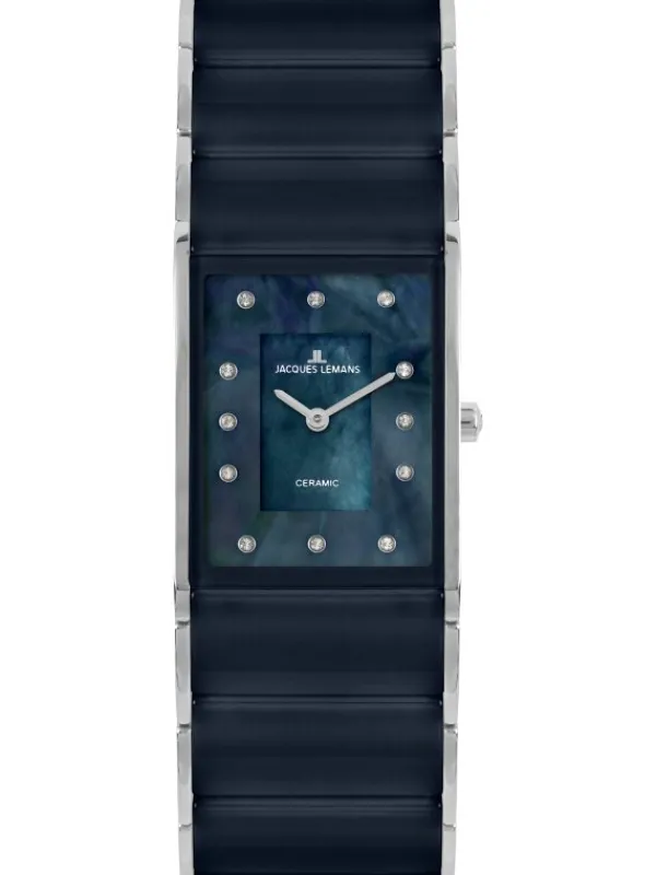 Jacques Lemans Damenuhren-Dublin Ceramic Perlmutt blau 24mm 1-1940H