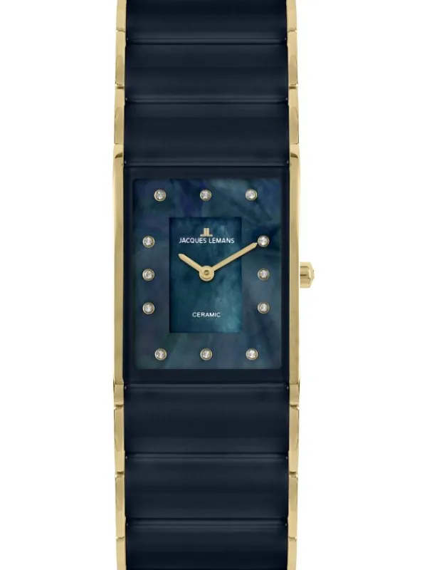 Jacques Lemans Damenuhren-Dublin Ceramic Perlmutt blau 24mm 1-1940L