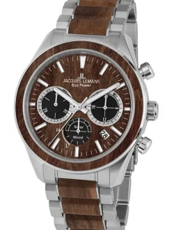 Jacques Lemans Herrenuhren-Eco Power Chrono Holz 1-2115J