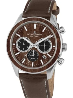 Jacques Lemans Herrenuhren-Eco Power Chrono Holz Apfelleder 1-2115B