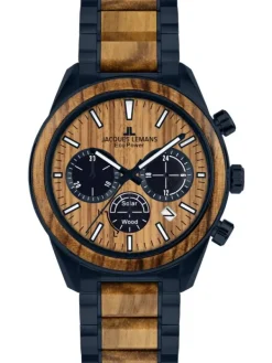 Jacques Lemans Herrenuhren-Eco Power Chrono Holz blau 1-2115P