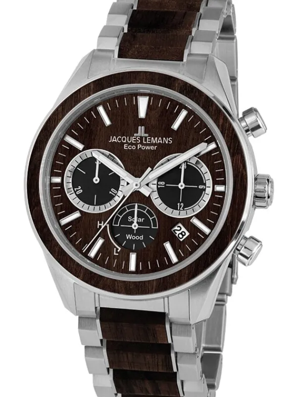Jacques Lemans Herrenuhren-Eco Power Chrono Holz braun 1-2115I