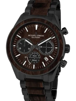 Jacques Lemans Herrenuhren-Eco Power Chrono Holz schw. 1-2115M