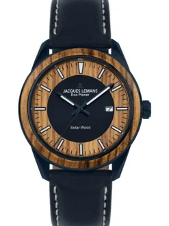 Jacques Lemans Herrenuhren-Eco Power Wood blau Leder 1-2116K