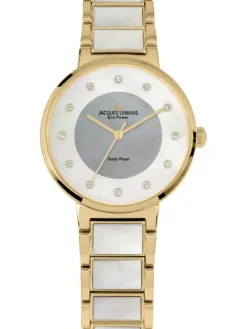 Jacques Lemans Damenuhren-Eco Power Perlmutt goldf. 1-2108F