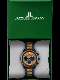 Jacques Lemans Herrenuhren-Eco Power Chrono Holz blau 1-2115P