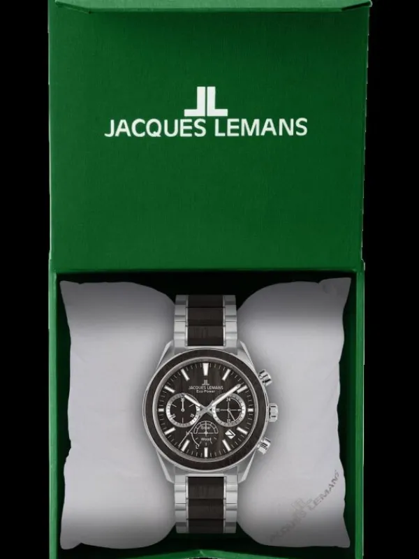 Jacques Lemans Herrenuhren-Eco Power Chrono Holz braun 1-2115I