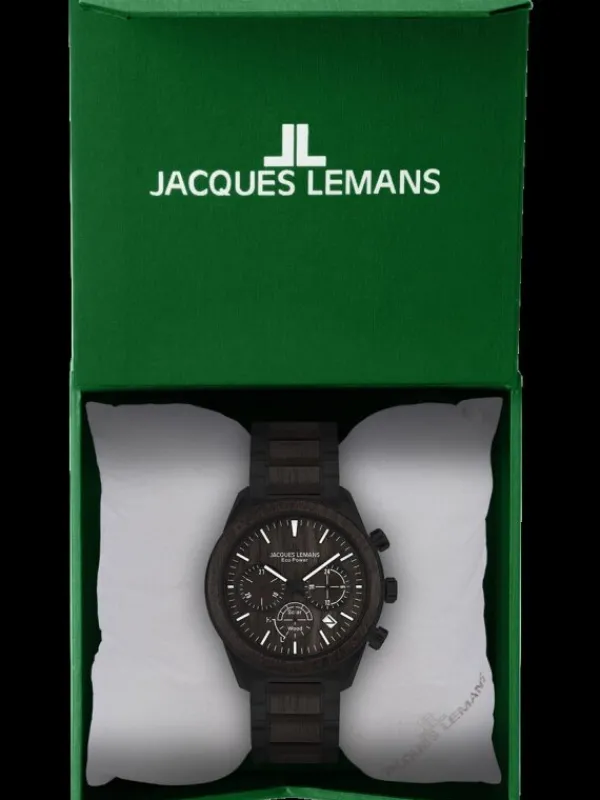 Jacques Lemans Herrenuhren-Eco Power Chrono Holz schw. 1-2115M