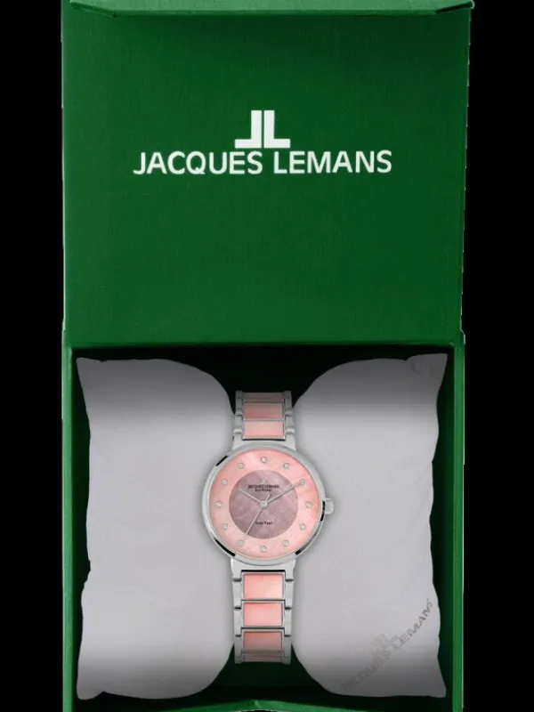 Jacques Lemans Damenuhren-Eco Power Perlmutt Rosa 1-2108D