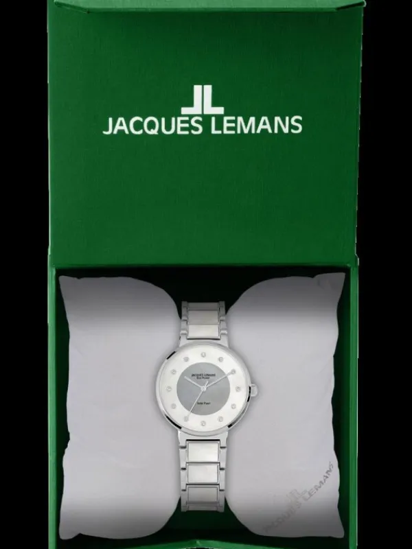 Jacques Lemans Damenuhren-Eco Power Perlmutt Weiß 1-2108B