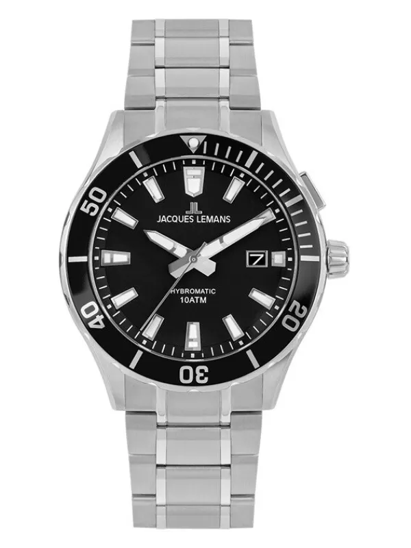 Jacques Lemans Herrenuhren-Hybromatic schwarz Strahlband 1-2131D