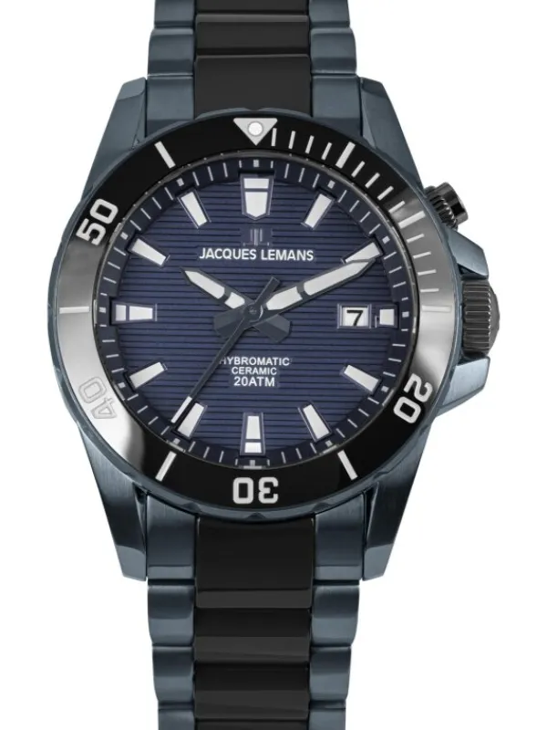 Jacques Lemans Herrenuhren-Hybromatic Ceramic Blau 1-2222B