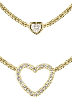 Jacques Lemans Halsketten + Collier-Kette doppelt Herz goldf. SE-C197B