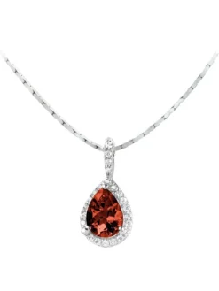Jacques Lemans Halsketten + Collier-Kette Granat Tropfen Pave SE-C106C