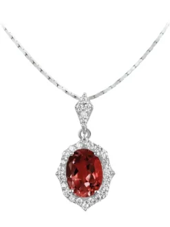 Jacques Lemans Halsketten + Collier-Kette Granat Geschwungen Pave SE-C115D