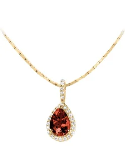 Jacques Lemans Halsketten + Collier-Kette Granat Tropfen Pave goldf. SE-C106F
