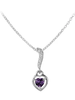 Jacques Lemans Halsketten + Collier-Kette Herz Amethyst SE-C120E