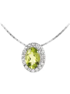 Jacques Lemans Halsketten + Collier-Kette Peridot Oval Pave SE-C116B
