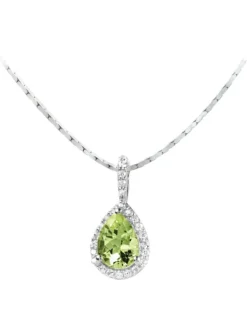 Jacques Lemans Halsketten + Collier-Kette Peridot Tropfen Pave SE-C106B