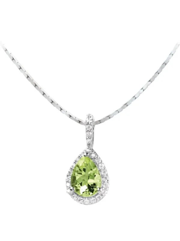 Jacques Lemans Halsketten + Collier-Kette Peridot Tropfen Pave SE-C106B