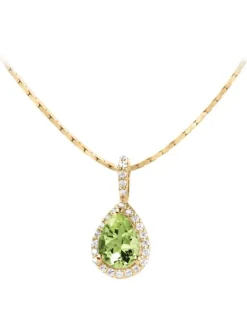 Jacques Lemans Halsketten + Collier-Kette PeridotTropfen Pave goldf. SE-C106E