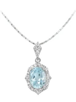 Jacques Lemans Halsketten + Collier-Kette Topas Blau Geschwungen Pave SE-C115B