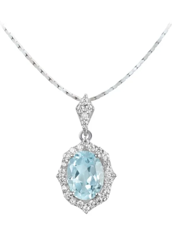 Jacques Lemans Halsketten + Collier-Kette Topas Blau Geschwungen Pave SE-C115B
