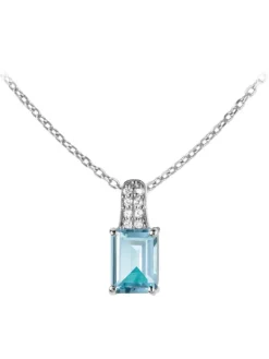 Jacques Lemans Halsketten + Collier-Kette Topas Blau Beguette SE-C114C