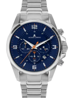 Jacques Lemans Herrenuhren-Liverpool Chrono Blau Stahlband 1-2118F