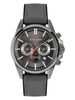 Jacques Lemans Herrenuhren-Liverpool Chrono grau Leder 1-2119A