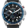 Jacques Lemans Herrenuhren-Liverpool Chrono schw.blau Leder 1-2099B.1