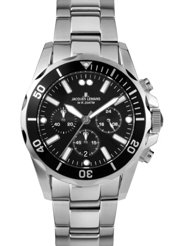 Jacques Lemans Herrenuhren-Liverpool Chrono schwarz 44mm 1-2091F