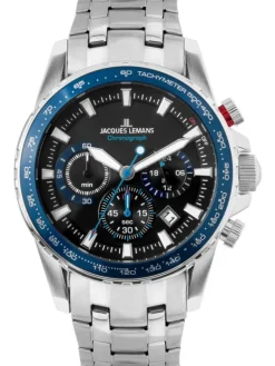 Jacques Lemans Herrenuhren-Liverpool Chrono schwarz blau 1-2099E