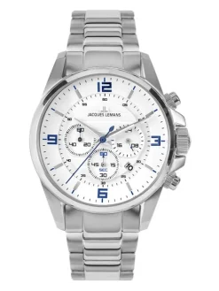 Jacques Lemans Herrenuhren-Liverpool Chrono Weiß Stahlband 1-2118E
