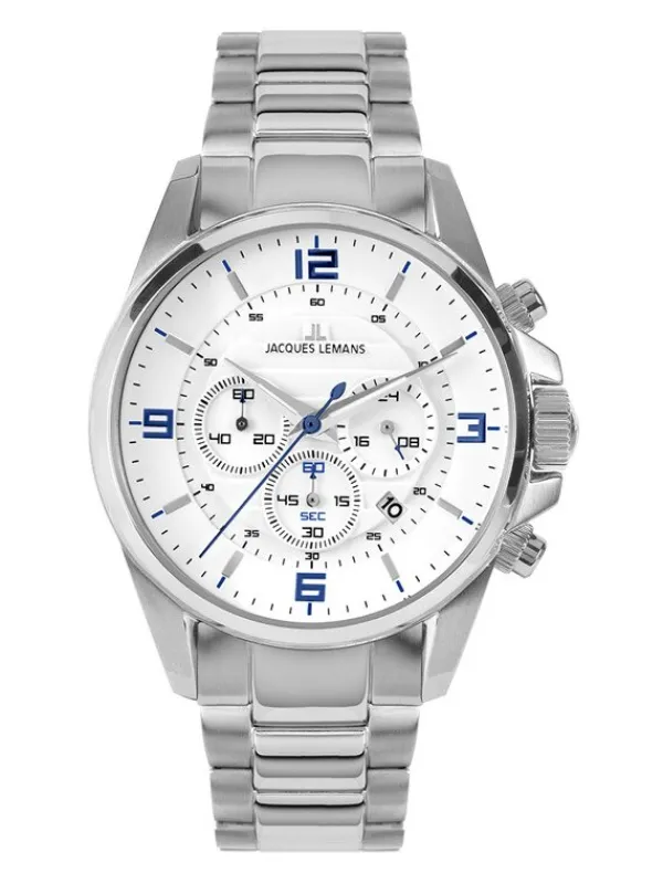 Jacques Lemans Herrenuhren-Liverpool Chrono Weiß Stahlband 1-2118E