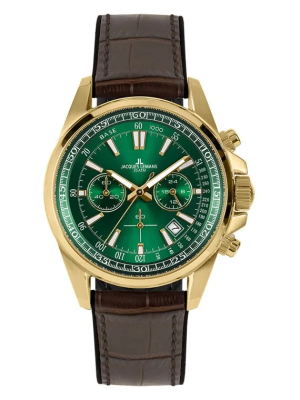 Jacques Lemans Herrenuhren-Liverpool Chrono grün Leder 1-2117H