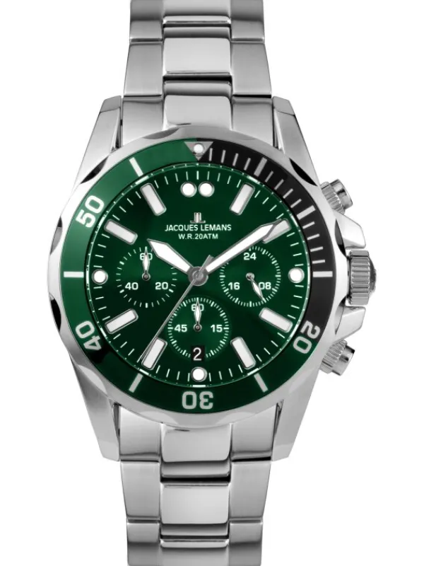 Jacques Lemans Herrenuhren-Liverpool Chrono grün 44mm 1-2091H