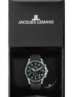 Jacques Lemans Herrenuhren-Liverpool Chrono schw grün Leder 1-2099C