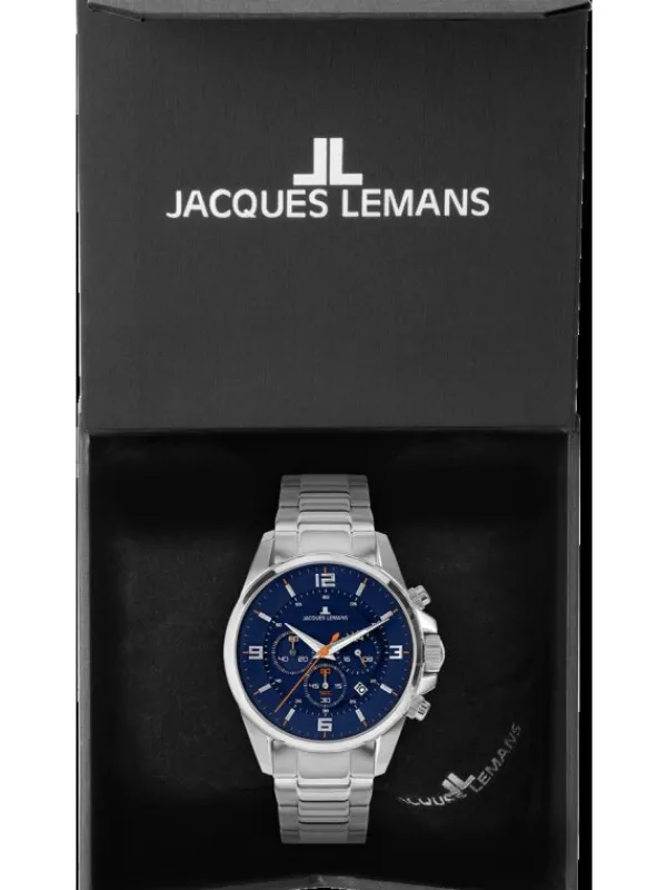Jacques Lemans Herrenuhren-Liverpool Chrono Blau Stahlband 1-2118F