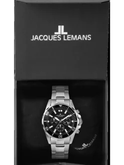 Jacques Lemans Herrenuhren-Liverpool Chrono schwarz 44mm 1-2091F