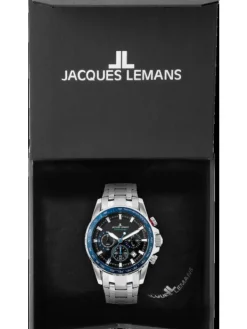 Jacques Lemans Herrenuhren-Liverpool Chrono schwarz blau 1-2099E