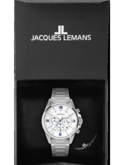 Jacques Lemans Herrenuhren-Liverpool Chrono Weiß Stahlband 1-2118E