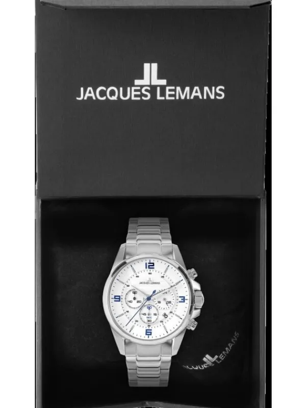 Jacques Lemans Herrenuhren-Liverpool Chrono Weiß Stahlband 1-2118E