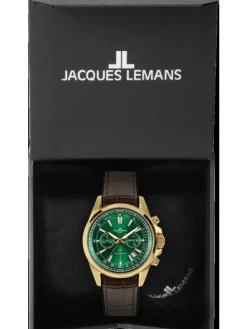 Jacques Lemans Herrenuhren-Liverpool Chrono grün Leder 1-2117H