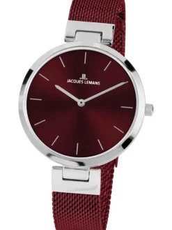 Jacques Lemans Damenuhren-Milano 34 rotes Band 1-2110I
