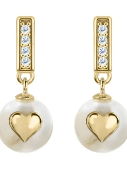Jacques Lemans Ohrschmuck-Ohrhänger Perle Herz goldf. SE-O177H