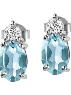 Jacques Lemans Ohrschmuck-Ohrstecker Topas Blau Oval SE-O113C