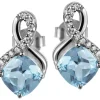Jacques Lemans Ohrschmuck-Ohrstecker Topas Blau Raute SE-O117B