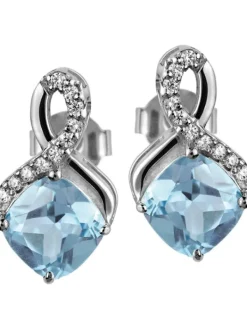 Jacques Lemans Ohrschmuck-Ohrstecker Topas Blau Raute SE-O117B